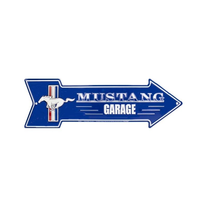 Plaque Mustang Garage flèche bleu