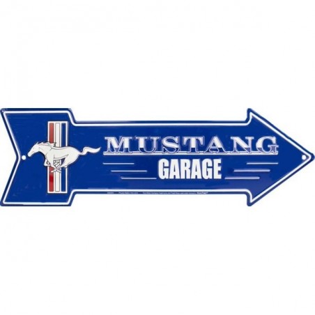 Plaque Mustang Garage flèche bleu