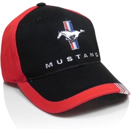Casquette Mustang pony noir bord rouge
